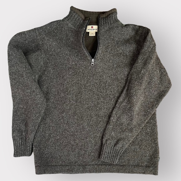 Woolrich Other - Woolrich | Men’s Quarter Zip 100% Wool Brown Green Sweater with fleece neck